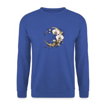 Orchidee Mondsichel Zen - Unisex Pullover - Royalblau - Vorne - Alina (178cm) & Michal (187cm)