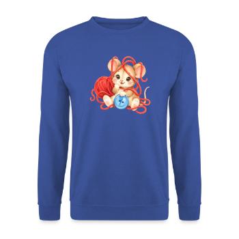 Maus - kuschelig in Wolle eingewickelt - Unisex Pullover - Royalblau - Vorne - Alina (178cm) & Michal (187cm)