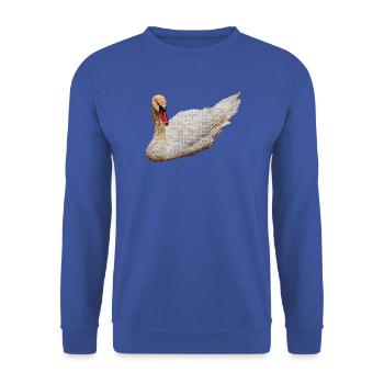 Wasserfarbener Schwan in ruhiger Pose - Unisex Pullover - Royalblau - Vorne - Alina (178cm) & Michal (187cm)