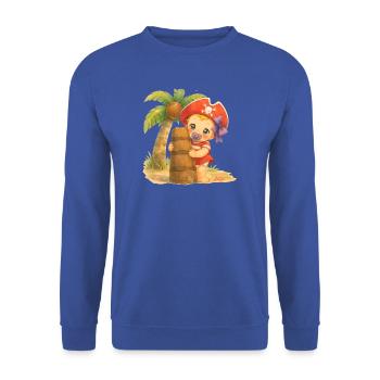 I - Buchstabe: Kleines Piratenbaby am Strand - Unisex Pullover - Royalblau - Vorne - Alina (178cm) & Michal (187cm)