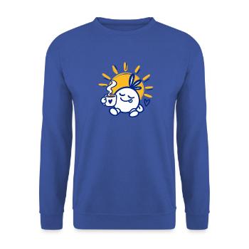Sonniger Morgen – Kaffee Genuss Charakter - Unisex Pullover - Royalblau - Vorne - Alina (178cm) & Michal (187cm)