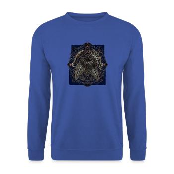 Alchemistische Alocasia Anthurie - Unisex Pullover - Royalblau - Vorne - Alina (178cm) & Michal (187cm)