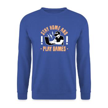 Bleib zu Hause und spiel Spiele VR Tee - Unisex Pullover - Royalblau - Vorne - Alina (178cm) & Michal (187cm)