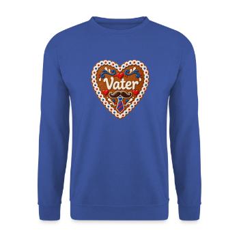 Vater Herz Kuchenmotiv Schnurrbart Design - Unisex Pullover - Royalblau - Vorne - Alina (178cm) & Michal (187cm)