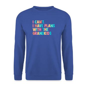 I Cant I Have Plans With The Grandkids Grandma Nan - Unisex Pullover - Royalblau - Vorne - Alina (178cm) & Michal (187cm)