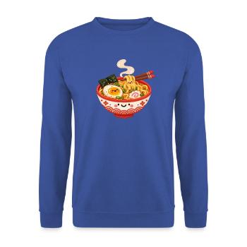 Kawaii Ramen Glücksschüssel - Unisex Pullover - Royalblau - Vorne - Alina (178cm) & Michal (187cm)