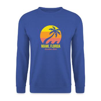 Miami-Florida-Palmen-Sonnenuntergang - Unisex Pullover - Royalblau - Vorne - Alina (178cm) & Michal (187cm)