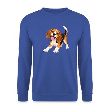 Fröhlicher Beagle Clipart - Unisex Pullover - Royalblau - Vorne - Alina (178cm) & Michal (187cm)