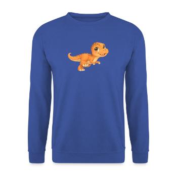 Süßer kleiner T‑Rex – orangefarbener Dinosaurier - Unisex Pullover - Royalblau - Vorne - Alina (178cm) & Michal (187cm)