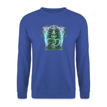Röntgen Frosch im Hals Halloween - Unisex Pullover - Royalblau - Vorne - Alina (178cm) & Michal (187cm)