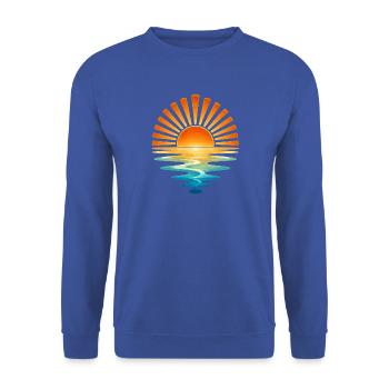 Sonnenaufgang am Wasser - Unisex Pullover - Royalblau - Vorne - Alina (178cm) & Michal (187cm)