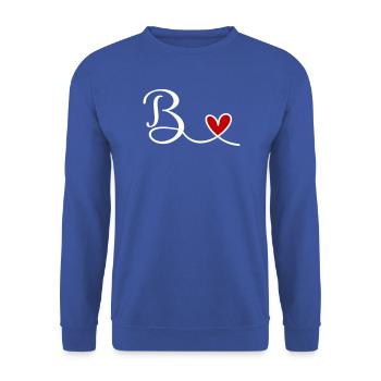 B initiale Buchstaben B mit Herz - Unisex Pullover - Royalblau - Vorne - Alina (178cm) & Michal (187cm)