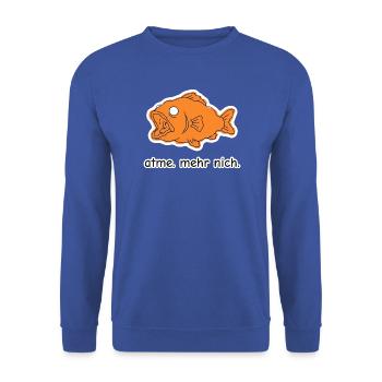 atme. mehr nich. – Fisch Meme - Unisex Pullover - Royalblau - Vorne - Alina (178cm) & Michal (187cm)