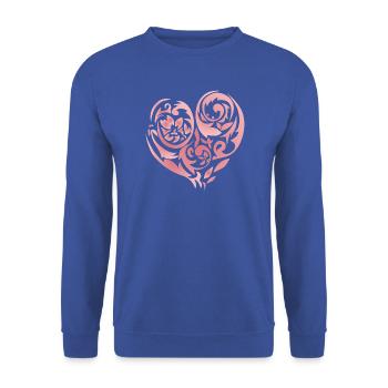  Blütenherz  - Unisex Pullover - Royalblau - Vorne - Alina (178cm) & Michal (187cm)