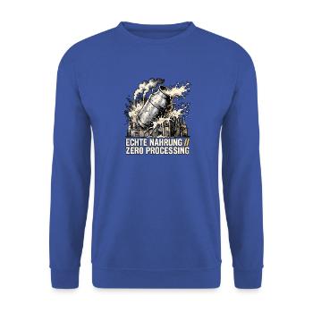 Echte Milch Rohmilch - Unisex Pullover - Royalblau - Vorne - Alina (178cm) & Michal (187cm)