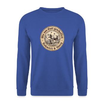 Rohmilch Roh Honig Gottesnahrung - Unisex Pullover - Royalblau - Vorne - Alina (178cm) & Michal (187cm)