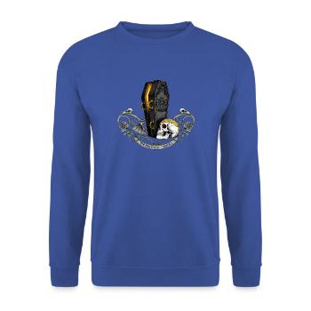 Memento Mori Sargskull Gothic - Unisex Pullover - Royalblau - Vorne - Alina (178cm) & Michal (187cm)