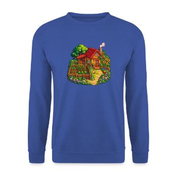 Häuschen im Gartenparadies - Unisex Pullover - Royalblau - Vorne - Alina (178cm) & Michal (187cm)
