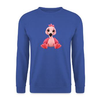 Kuschelig Pink Flamingo Plüschfigur - Unisex Pullover - Royalblau - Vorne - Alina (178cm) & Michal (187cm)