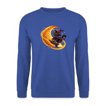 Zauberer-Katzen-Rakete - Unisex Pullover - Royalblau - Vorne - Alina (178cm) & Michal (187cm)