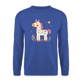 Pony bunt - Unisex Pullover - Royalblau - Vorne - Alina (178cm) & Michal (187cm)