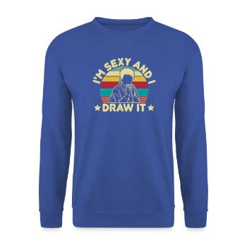 Funny Harmonica Player I´m Sexy & I Draw It - Unisex Pullover - Royalblau - Vorne - Alina (178cm) & Michal (187cm)