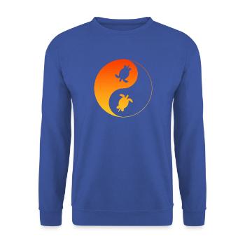Schildkröten YinYang  - Unisex Pullover - Royalblau - Vorne - Alina (178cm) & Michal (187cm)