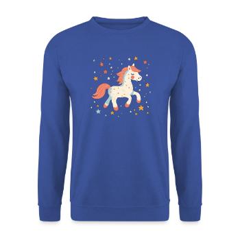 Pony Sterne - Unisex Pullover - Royalblau - Vorne - Alina (178cm) & Michal (187cm)