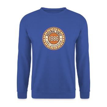 Original seit 1986 Retro-Abzeichen - Unisex Pullover - Royalblau - Vorne - Alina (178cm) & Michal (187cm)