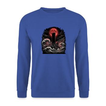 Grabstein Mondschein Heavy Metal - Unisex Pullover - Royalblau - Vorne - Alina (178cm) & Michal (187cm)