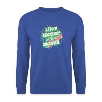 Lifes Better At The Beach Surfen Sommer Strand - Unisex Pullover - Royalblau - Vorne - Alina (178cm) & Michal (187cm)