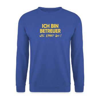 Betreuer - Unisex Pullover - Royalblau - Vorne - Alina (178cm) & Michal (187cm)