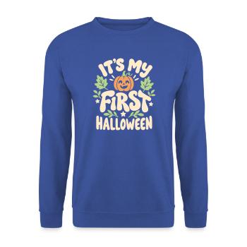 Erstes süßes Halloween-Kürbisbaby - Unisex Pullover - Royalblau - Vorne - Alina (178cm) & Michal (187cm)