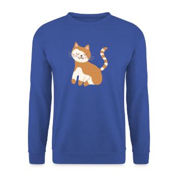 Sonnentiger Kater lächelt - Unisex Pullover - Royalblau - Vorne - Alina (178cm) & Michal (187cm)