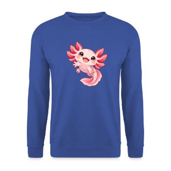 Verspieltes Axolotl Pink-Kindermotiv - Unisex Pullover - Royalblau - Vorne - Alina (178cm) & Michal (187cm)