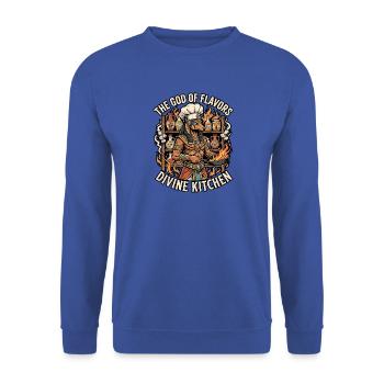 Chefkoch am Herd - Unisex Pullover - Royalblau - Vorne - Alina (178cm) & Michal (187cm)