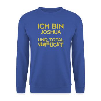 Vorname Joshua - Unisex Pullover - Royalblau - Vorne - Alina (178cm) & Michal (187cm)