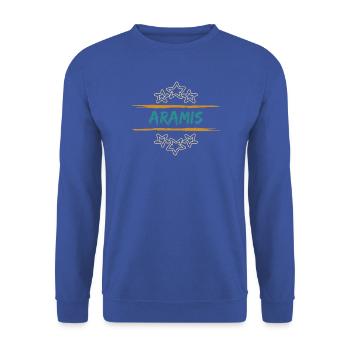 Geschenk für Aramis - Unisex Pullover - Royalblau - Vorne - Alina (178cm) & Michal (187cm)