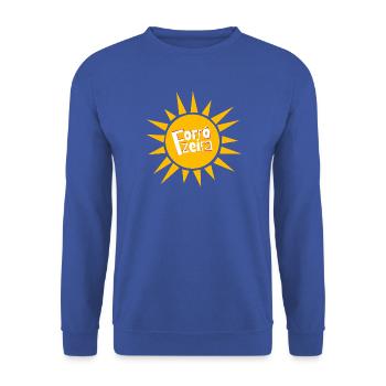 Forrozeira – Sonne & Forro Statement - Unisex Pullover - Royalblau - Vorne - Alina (178cm) & Michal (187cm)