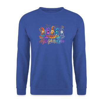 Bunte Hexenhut Halloween Optionen - Unisex Pullover - Royalblau - Vorne - Alina (178cm) & Michal (187cm)
