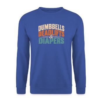 Dumbbells Diapers Laugh Tee - Unisex Pullover - Royalblau - Vorne - Alina (178cm) & Michal (187cm)