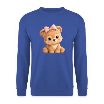 Kuschelbär mit rosa Schleife - Unisex Pullover - Royalblau - Vorne - Alina (178cm) & Michal (187cm)