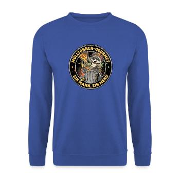 Gourmet Waschbär Müll - Unisex Pullover - Royalblau - Vorne - Alina (178cm) & Michal (187cm)
