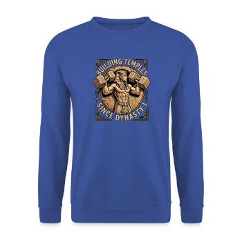 Fitness Trainer Pectoralis Pharao - Unisex Pullover - Royalblau - Vorne - Alina (178cm) & Michal (187cm)