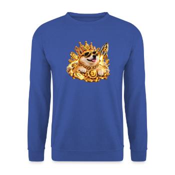 Doge to the Moon - Unisex Pullover - Royalblau - Vorne - Alina (178cm) & Michal (187cm)