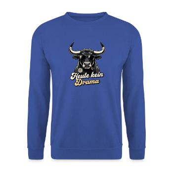Bulle Blümchen Spruch - Unisex Pullover - Royalblau - Vorne - Alina (178cm) & Michal (187cm)