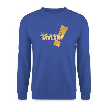 Mylen als Durchhalten - Unisex Pullover - Royalblau - Vorne - Alina (178cm) & Michal (187cm)