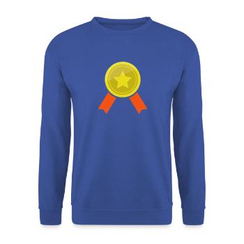 Medaille - Unisex Pullover - Royalblau - Vorne - Alina (178cm) & Michal (187cm)