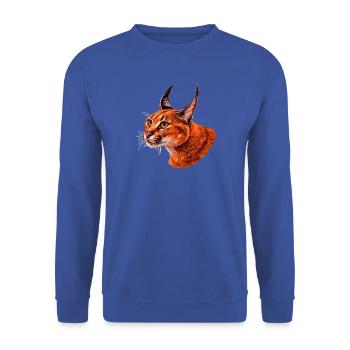Feuriges karakal design,  Wildkatzenkopf - Unisex Pullover - Royalblau - Vorne - Alina (178cm) & Michal (187cm)