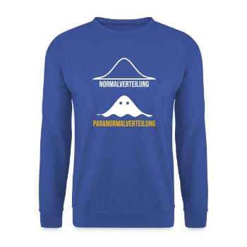 Paranormalverteilung Statistik - Unisex Pullover - Royalblau - Vorne - Alina (178cm) & Michal (187cm)